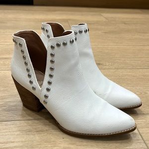 Studded White Heeled Booties